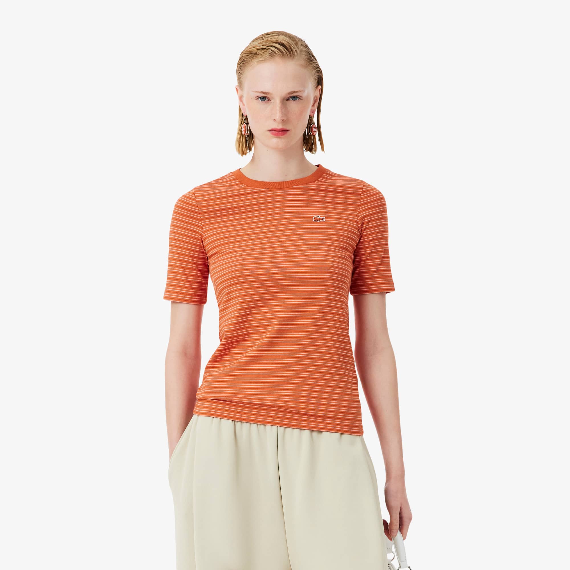 Lacoste Runway Striped Jersey T-shirt - M In Multi