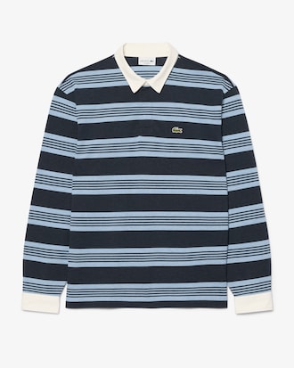 Relaxed Fit Striped Piqu&eacute; Rugby Polo Shirt