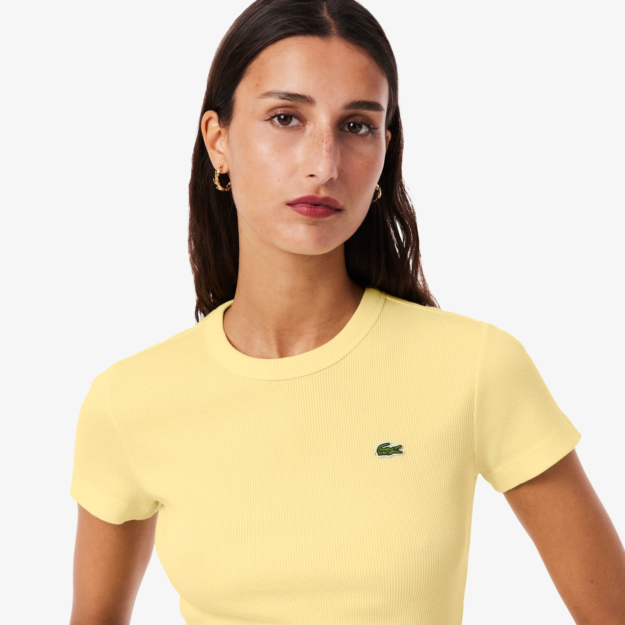 Women's Slim Fit Ribbed Cotton T-Shirt - T-Shirts & Tops - New In