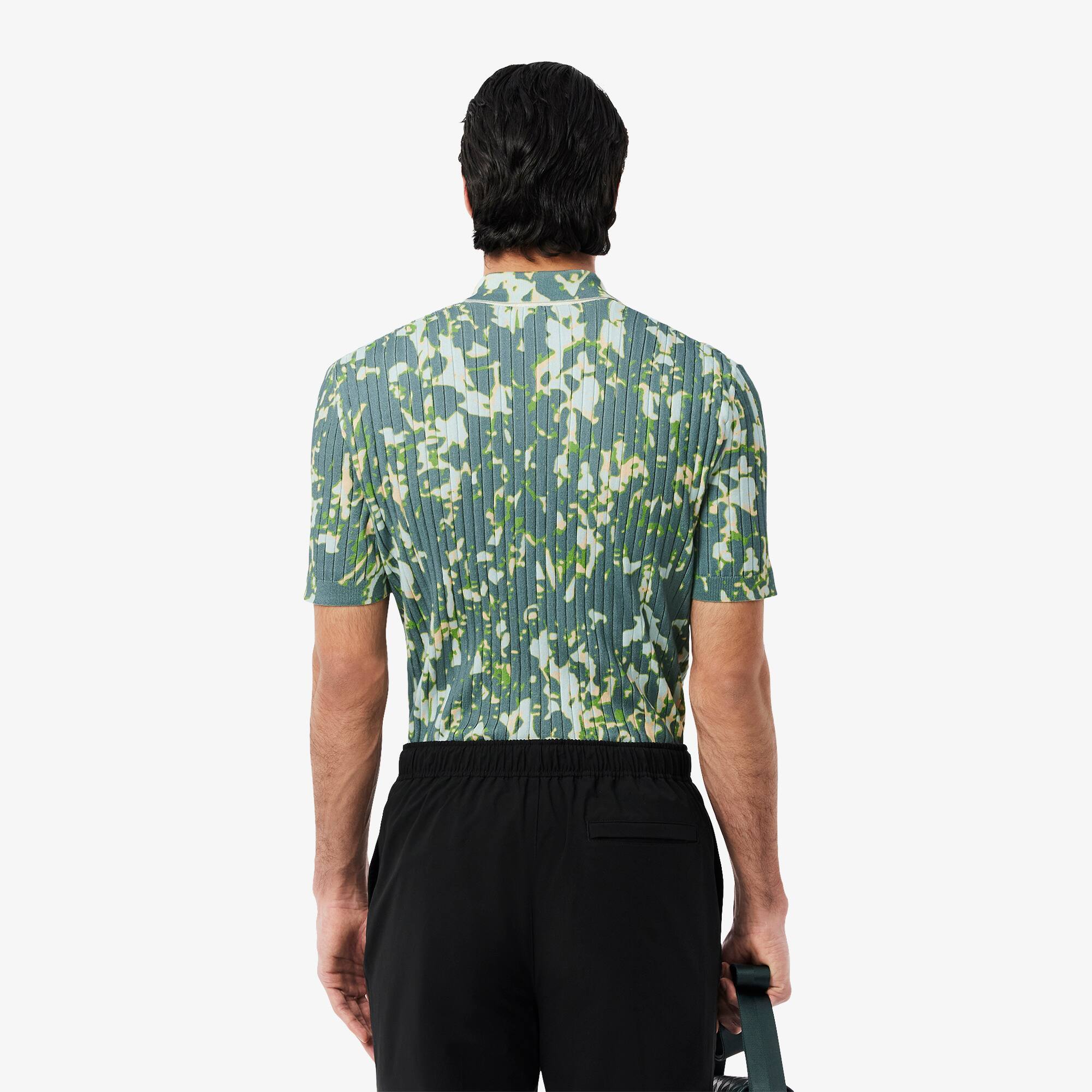 Men's Short Sleeve Graphic Print Polo Collar Sweater - Sweaters