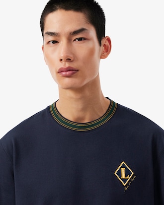 French Made Badge Accent Striped T-shirt