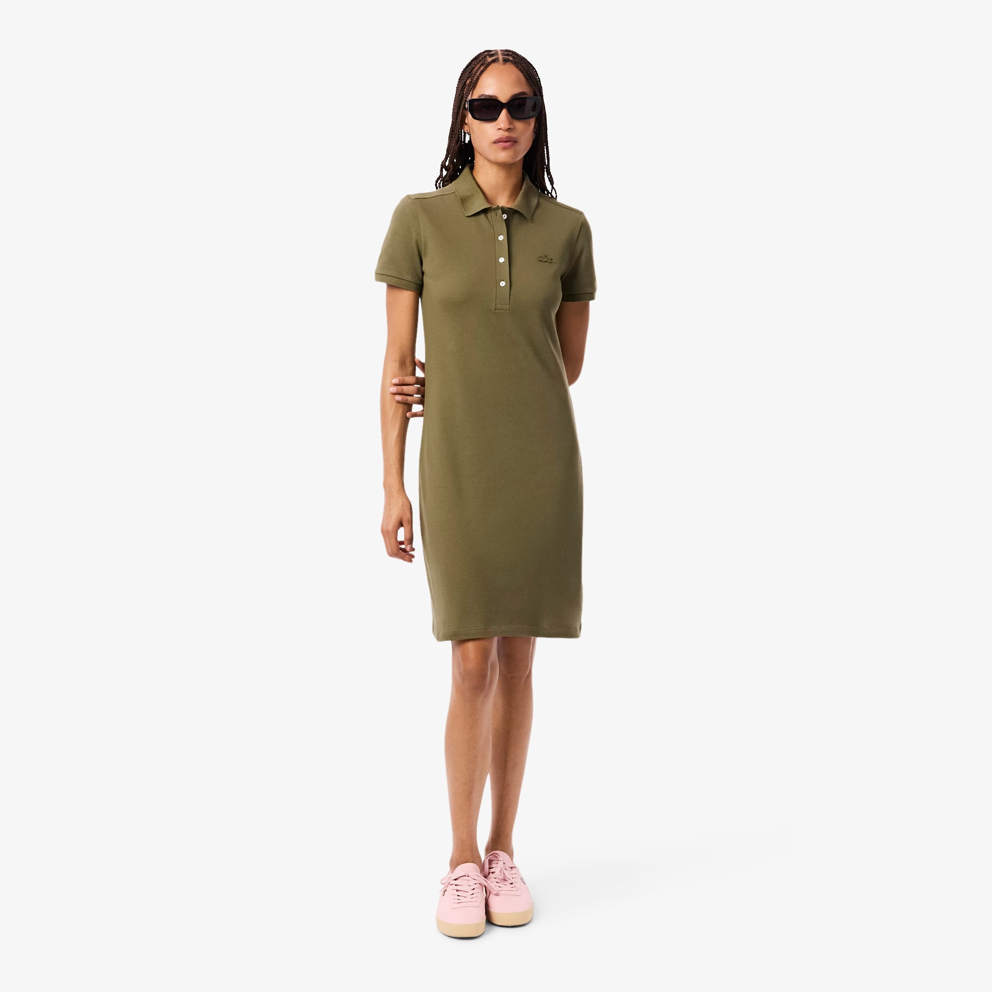 Lacoste Women's Slim Fit Stretch Mini Piqué Polo Dress - 36 In Green