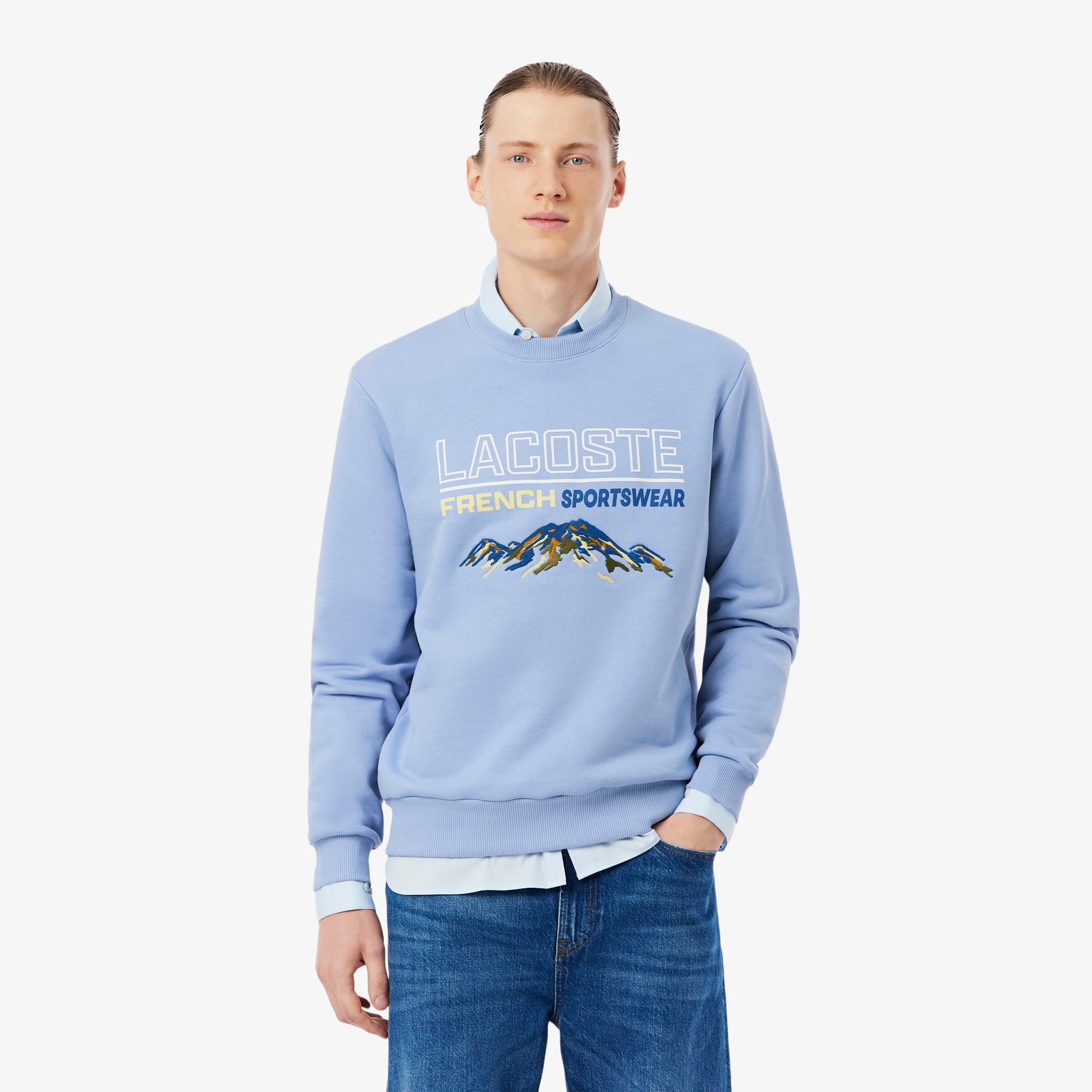 Men's Embroidered Motif Fleece Sweatshirt - Sweaters & Sweatshirts