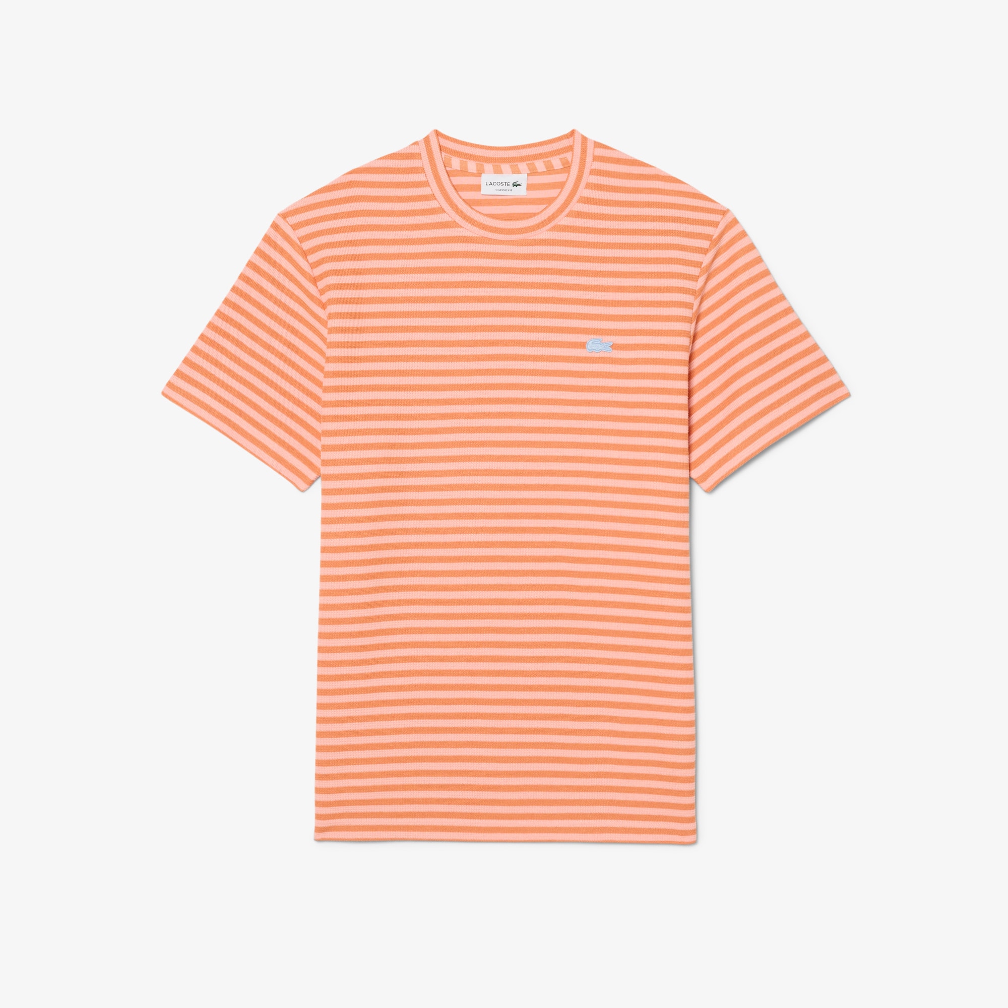 Lacoste Textured Striped Cotton T-shirt In Multi
