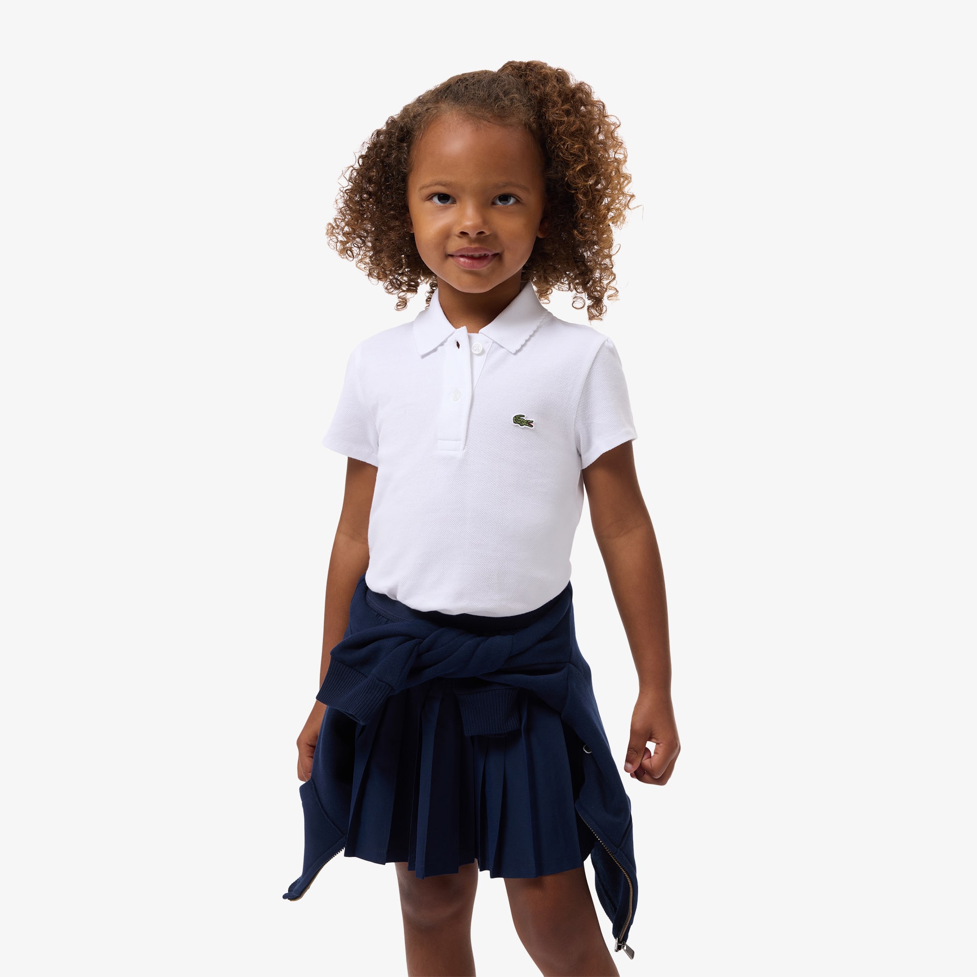 Lacoste Girls' Scalloped Collar Piqué Polo - 2 Years In White