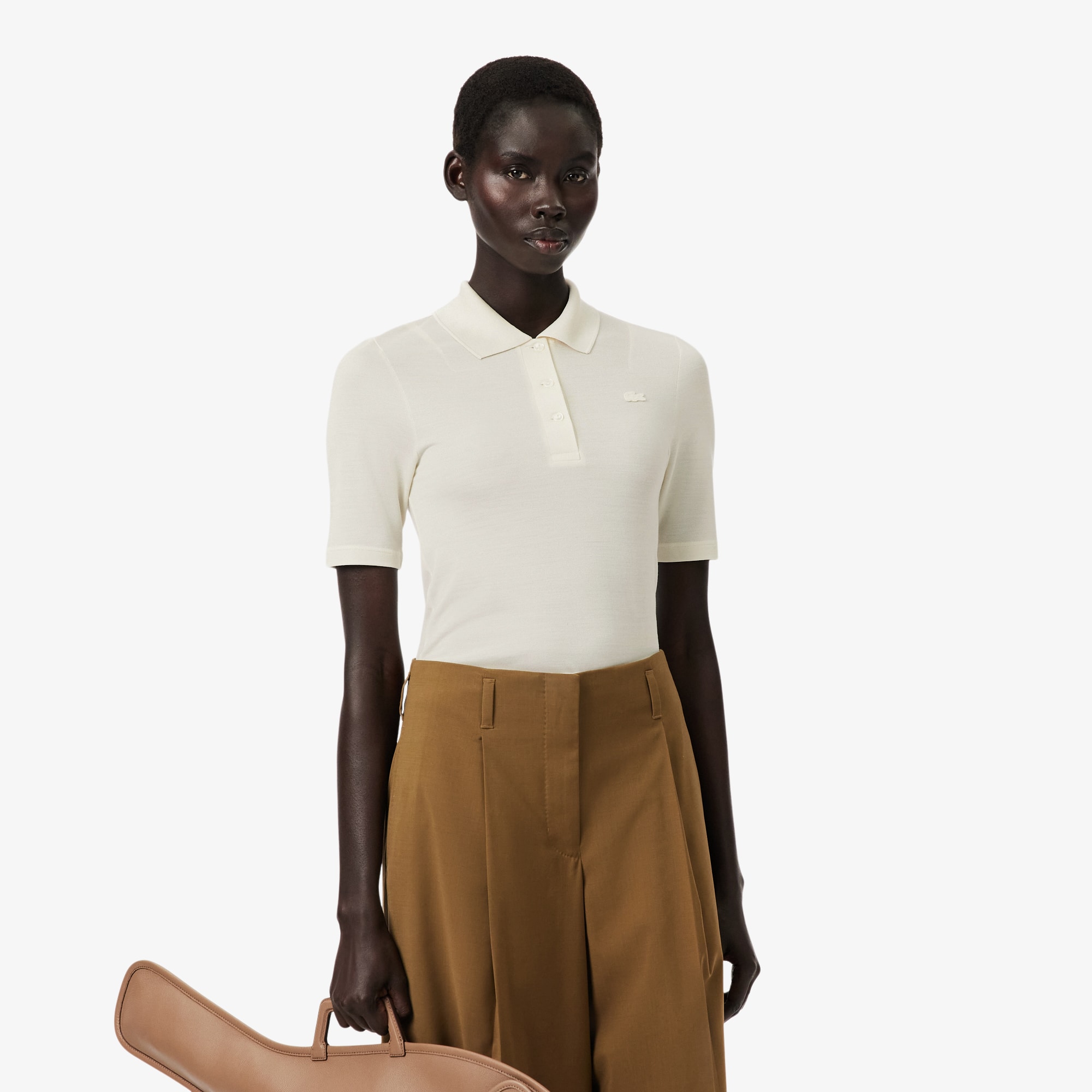 Lacoste Runway Slim Fit Silk Mini-piqué Polo Shirt - 36 In White
