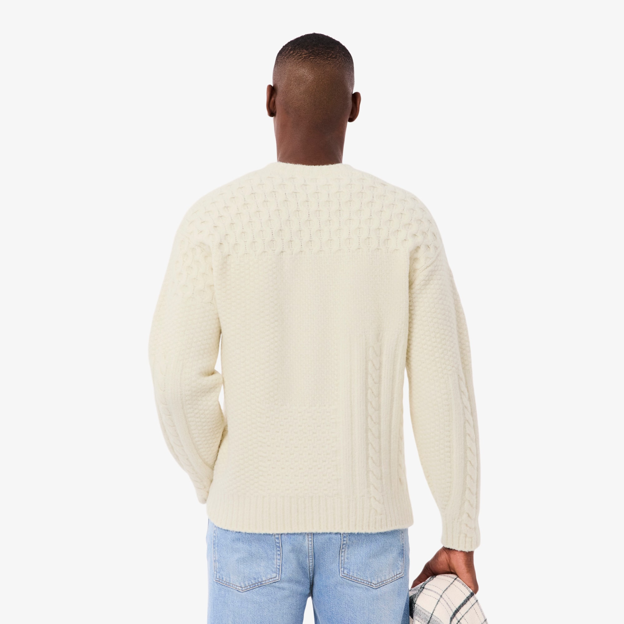 Men's Relaxed Fit Patchwork Effect Wool Sweater