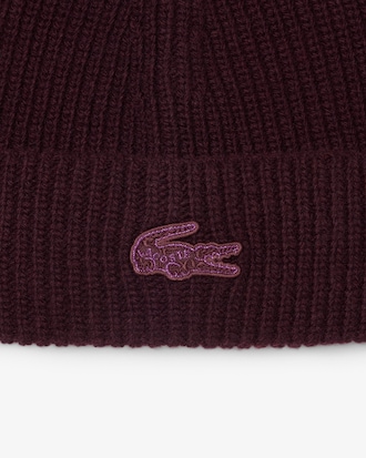 Metallic Crocodile Accent Merino Wool Beanie