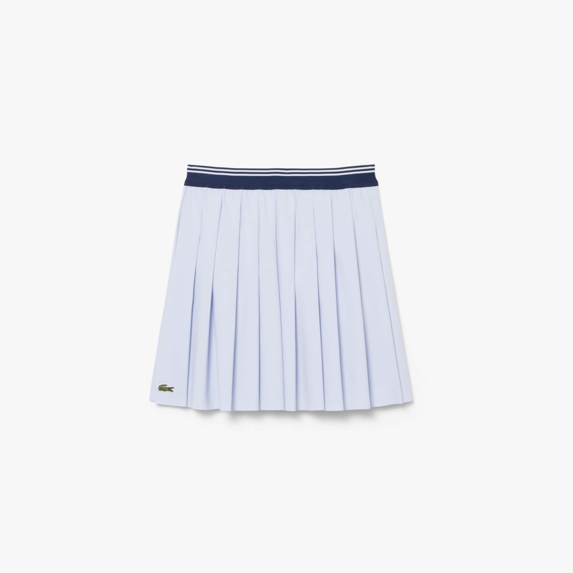 Lacoste Girls' Oxford Cotton Pleated Skirt - 10 Years In Blue