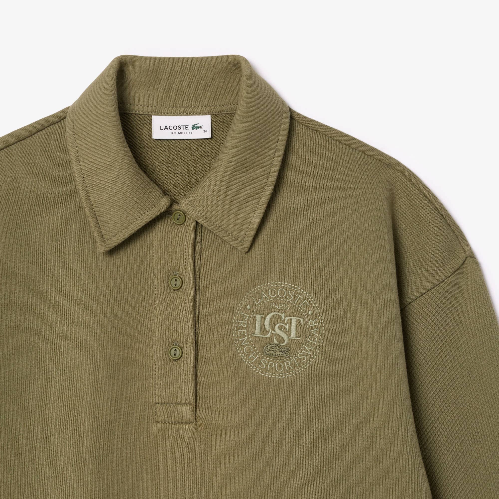 Women's Embroidered Fleece Polo Sweatshirt - Sweaters