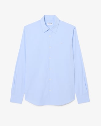 Camisa de Corte Ajustado de Popelina El&aacute;stica de Rayas