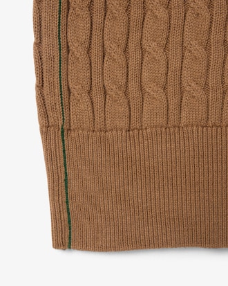 Classic Fit Cable Knit Cotton Polo Shirt