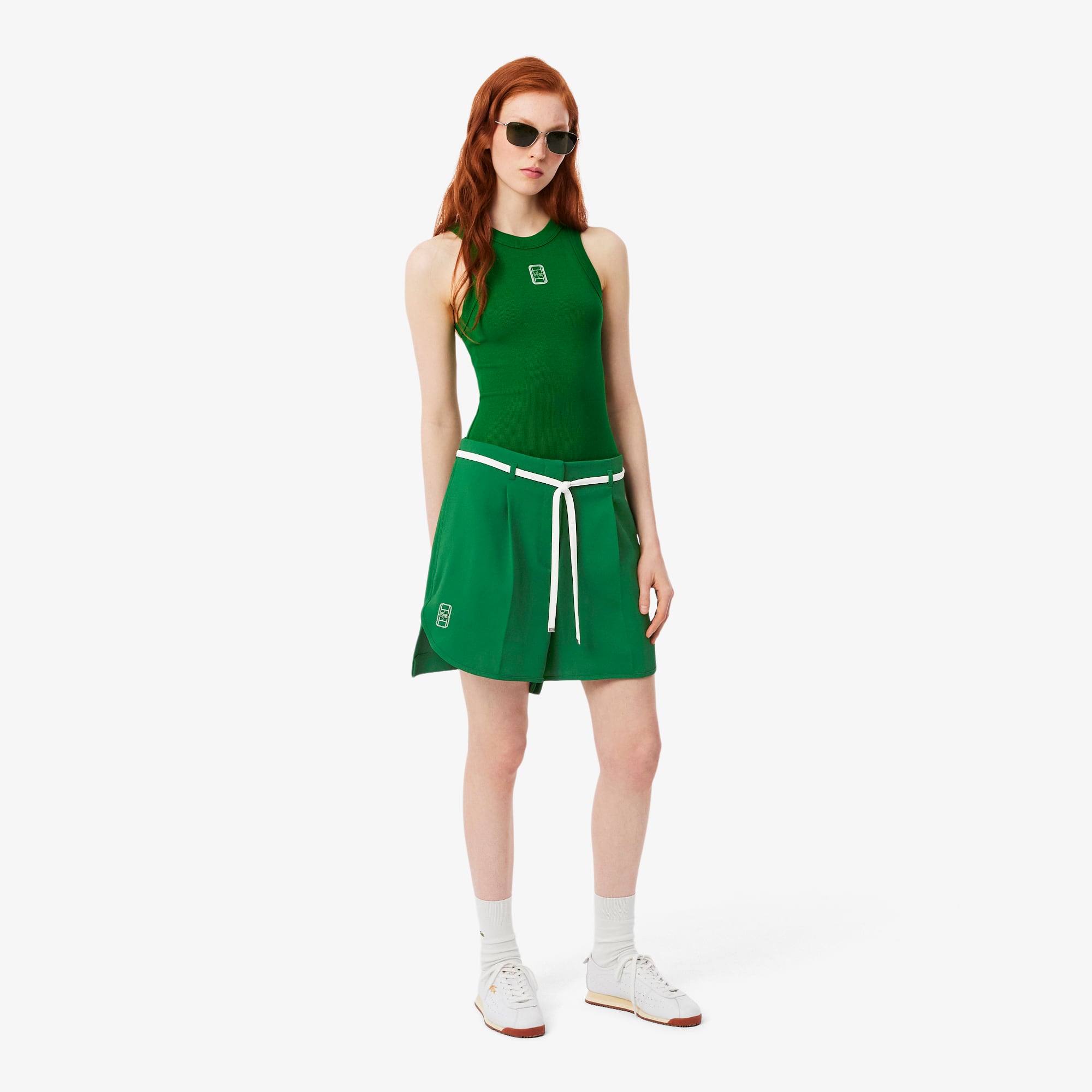 Lacoste Oversized Pleated Bermuda Shorts - Xxl (44) In Green