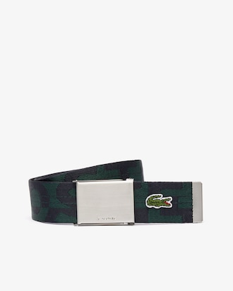 Lacoste Engraved Buckle Woven Fabric Belt