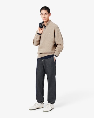 Wool High Zip Neck Sweater