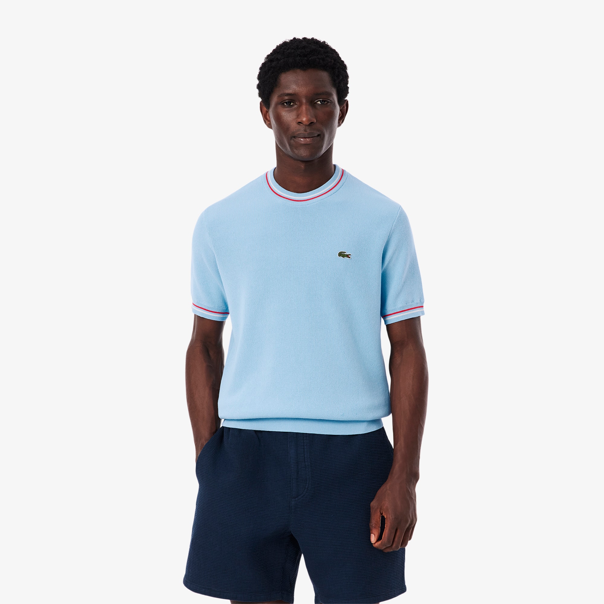 Tシャツ・カットソー Lacoste Men's Striped Heavy Cotton T-Shirt Men's Loose Fit Heavy Cotton Printed T-Shirt - T-shirts