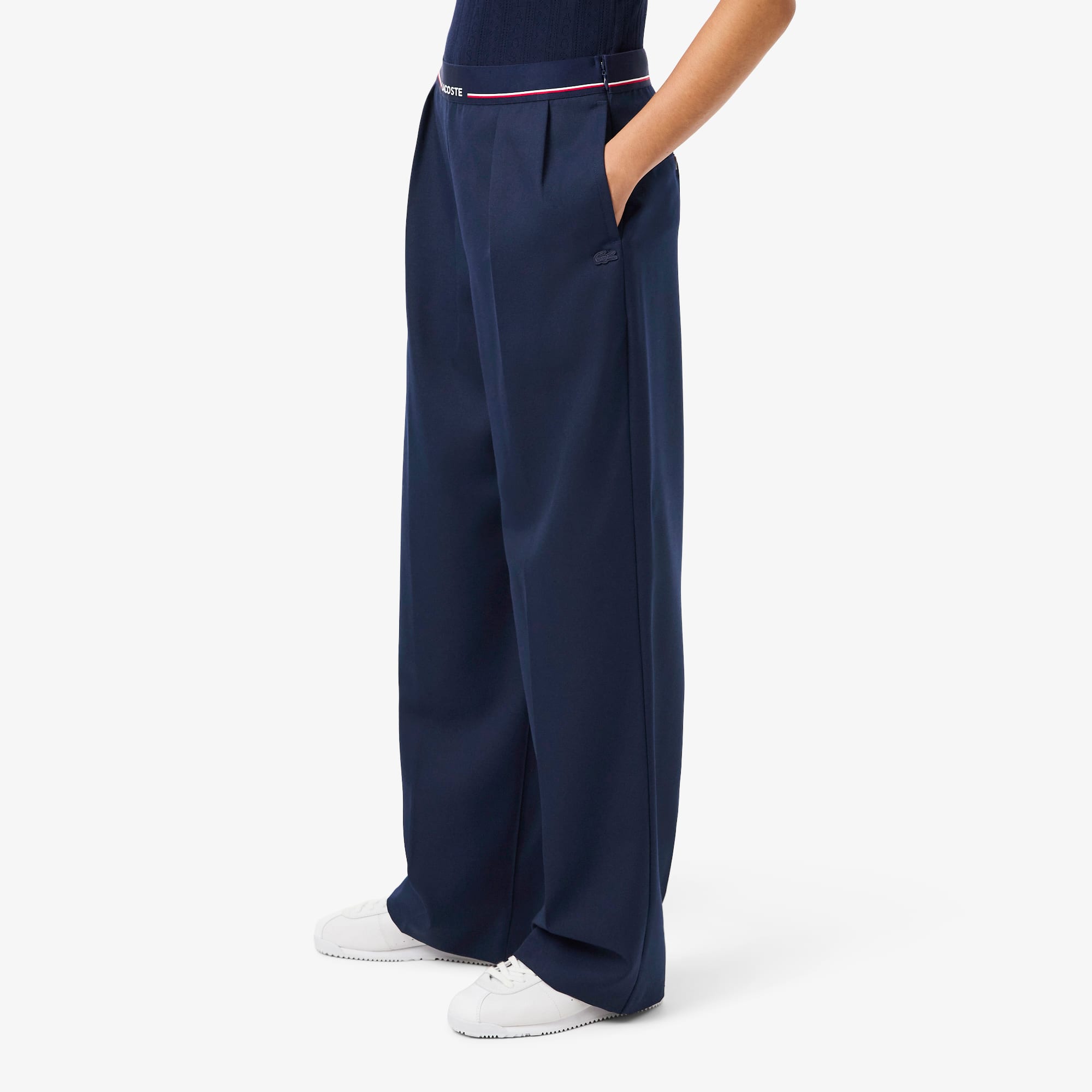 Women's Oversized Wool Blend Pleated Pants - Pants & Leggings