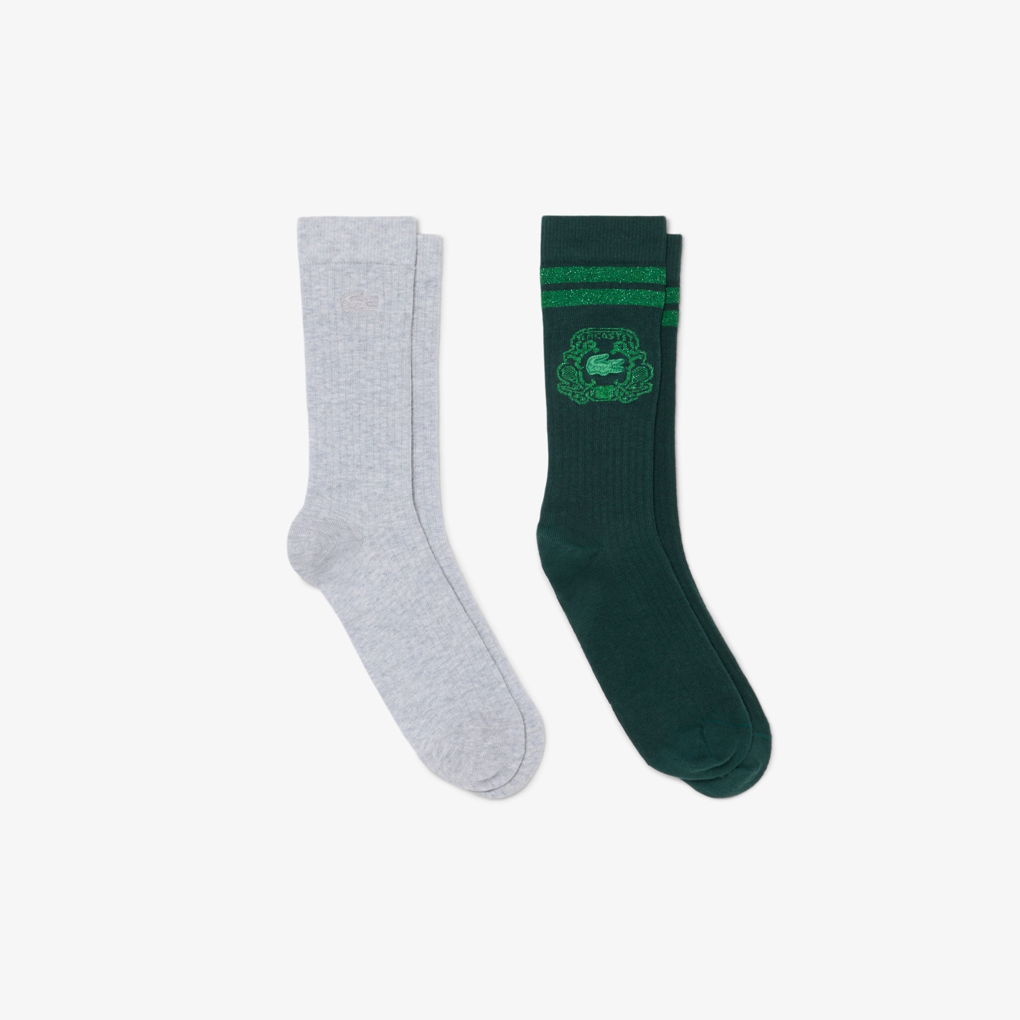 Lacoste 2-pack Jacquard Socks - 6.5 - 8.5 In Gray