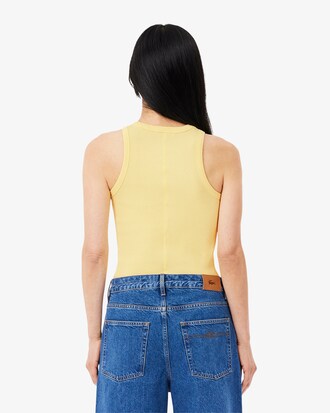 Playera sin mangas de algodón de corte ajustado para mujer