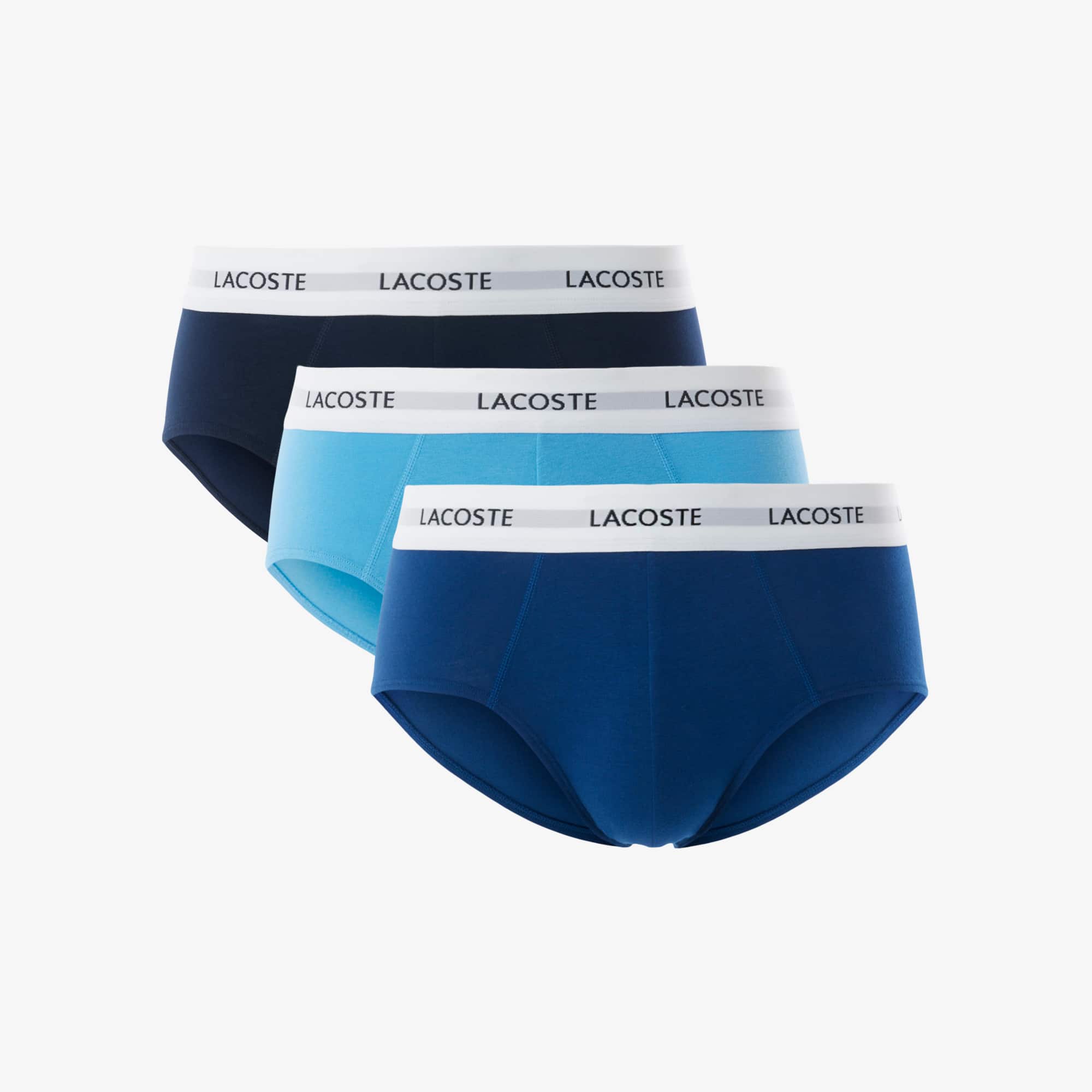 Lacoste Men's 3-pack Stretch Cotton Briefs - Xl In Blue