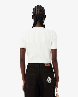 Short Sleeved Cable Knit Sweater