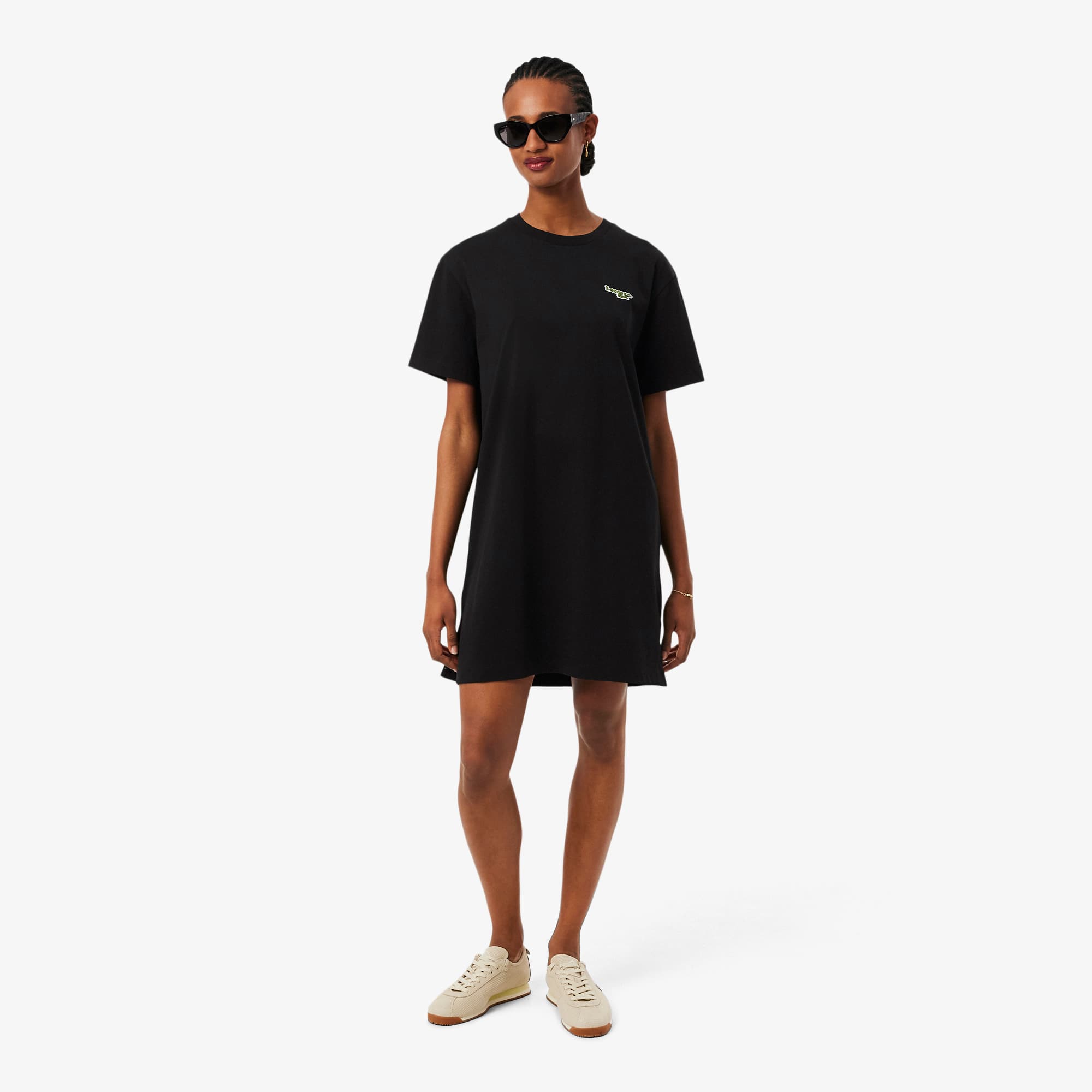 Lacoste Oversized Cotton T-shirt Dress - 34 In Black