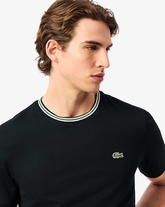 Men's Regular Fit Ribbed Collar Cotton T-Shirt
