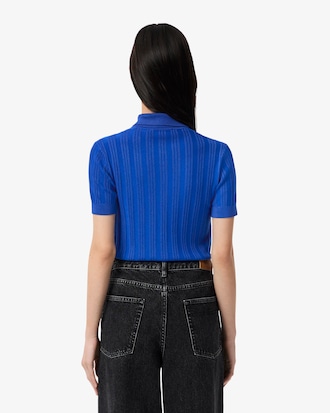 Women's Ribbed Knit Polo Collar Sweater