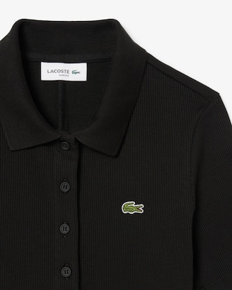 Women's Long Ribbed Cotton Polo Dress