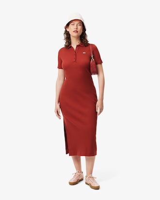 Women's Long Ribbed Cotton Polo Dress