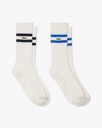 Lot de 2 paires de chaussettes unisexes avec rayures contrastées en maille côtelée