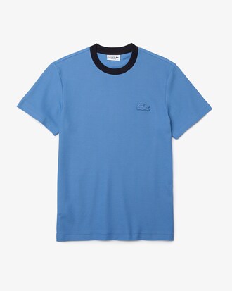 Camiseta de algod&oacute;n con textura de corte relajado y cuello redondo para hombre