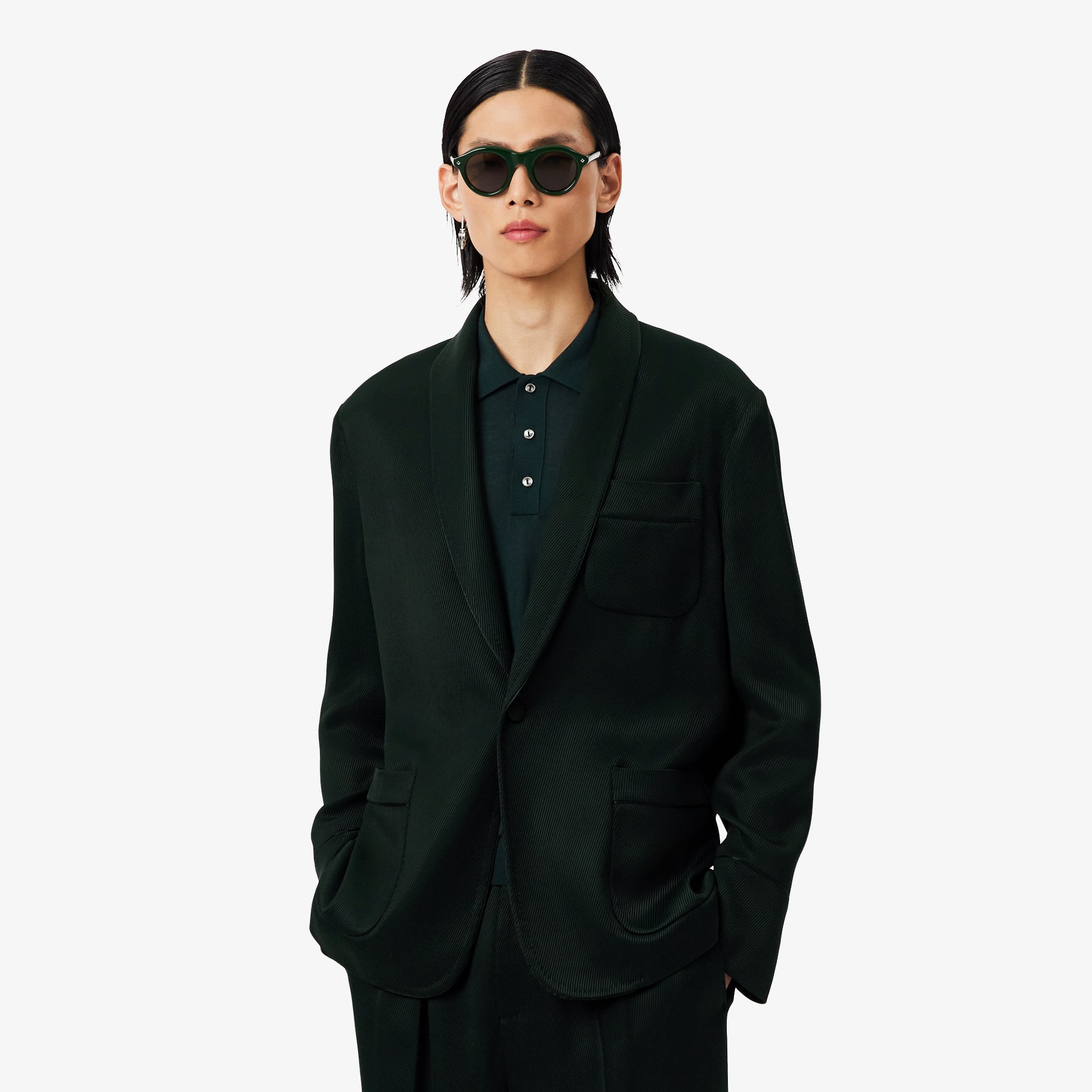 Lacoste Runway Satin Shawl Neck Blazer - 50 - M In Green