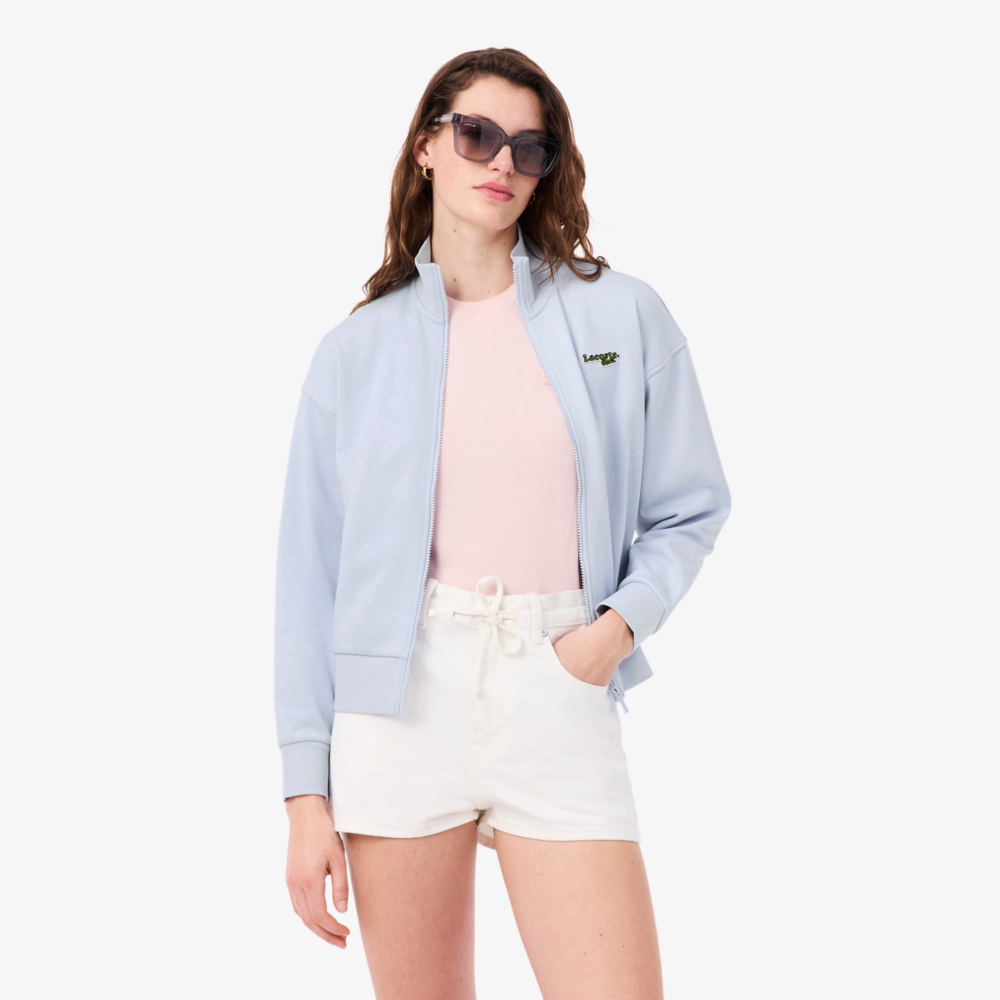 Lacoste Relaxed Fit Zipped Badge Sweatshirt - 44 In Blue