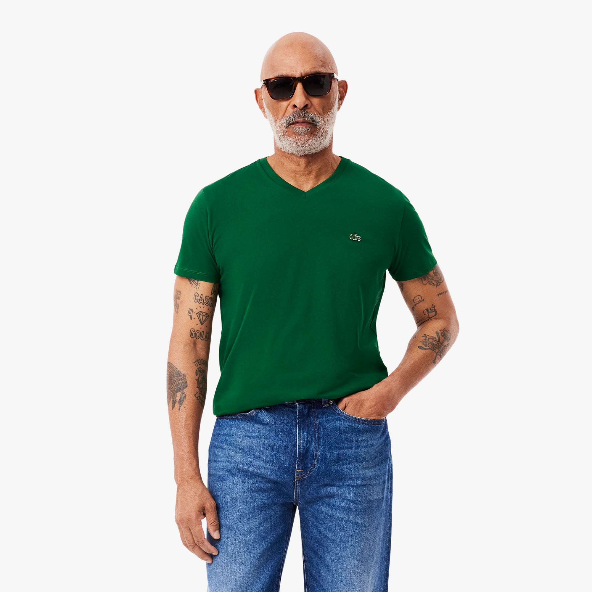 Lacoste｜ (V-Neck Pima Cotton Jersey T-shirt (TH6710-132 Men's Lightweight Pima Cotton V-Neck T-Shirt - T-shirts
