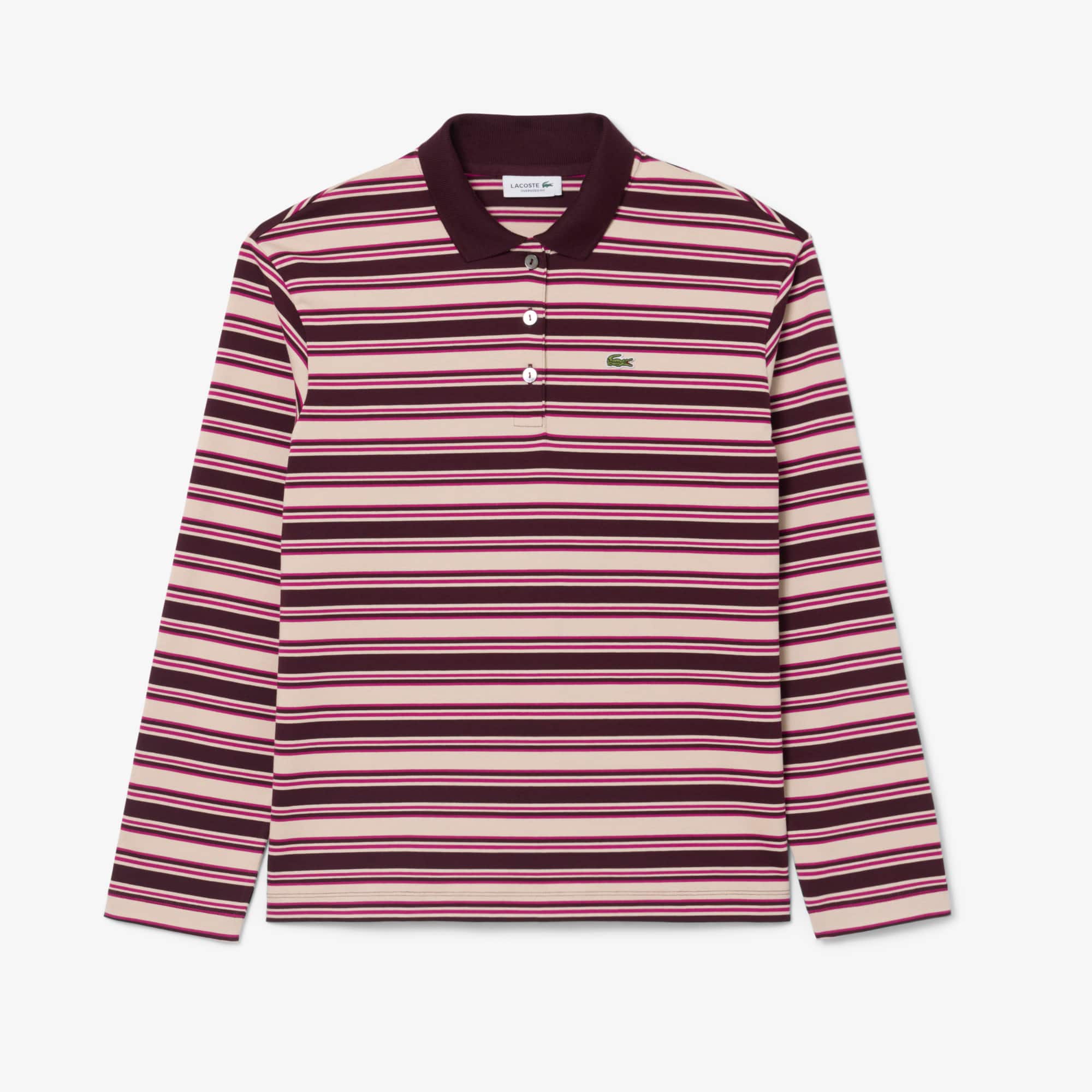 Oversized Striped Long Sleeved Polo Shirt