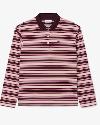 Oversized Striped Long Sleeved Polo Shirt