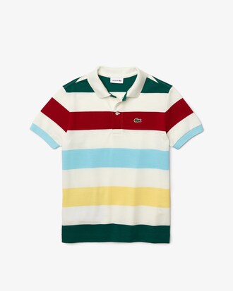 Polo de ni&ntilde;o Lacoste de piqu&eacute; de algod&oacute;n a rayas de corte regular