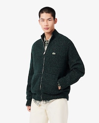 Zipped Mercerized Wool Knit Sweater