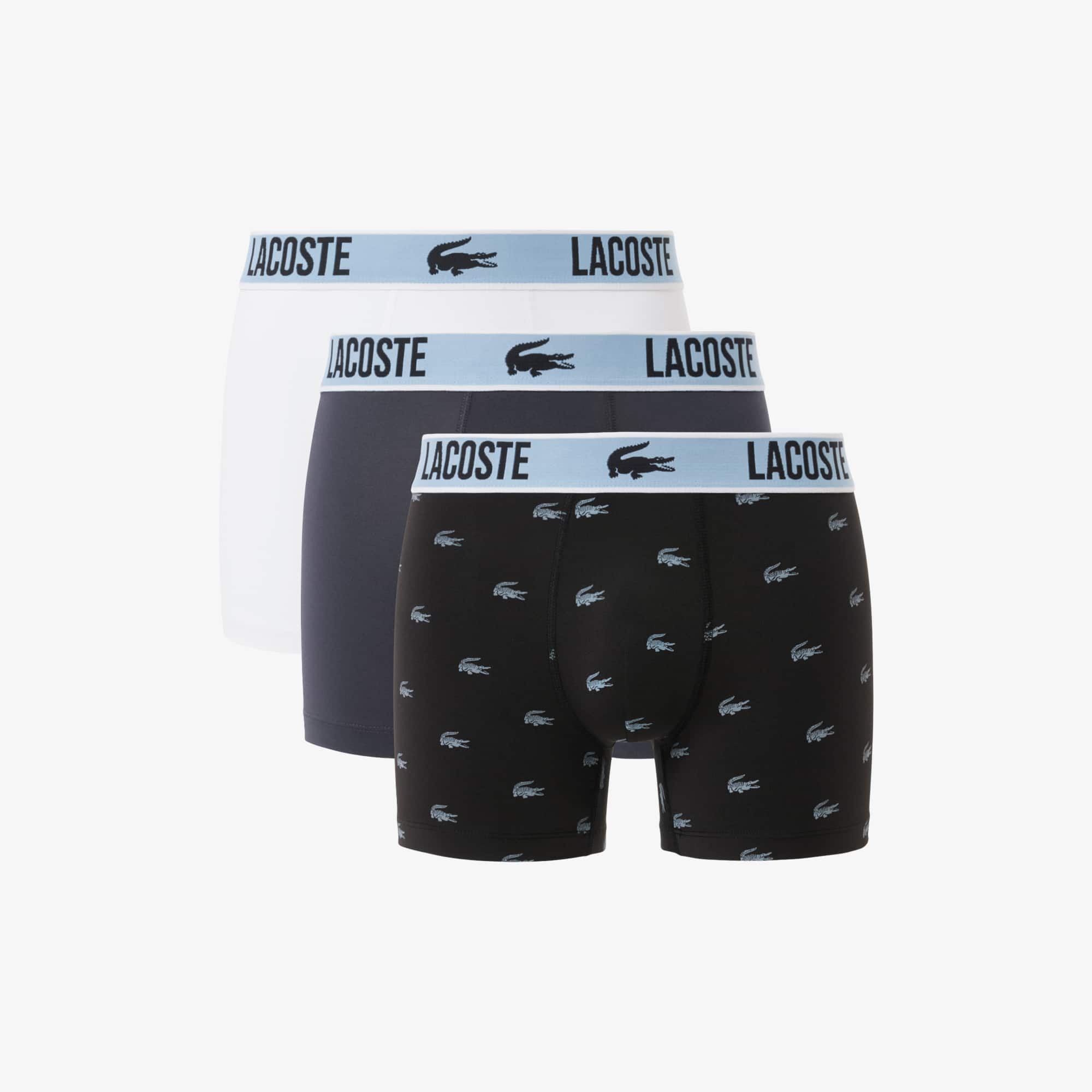 Lacoste Men's 3-pack Microfiber Trunks - 3xl In Black