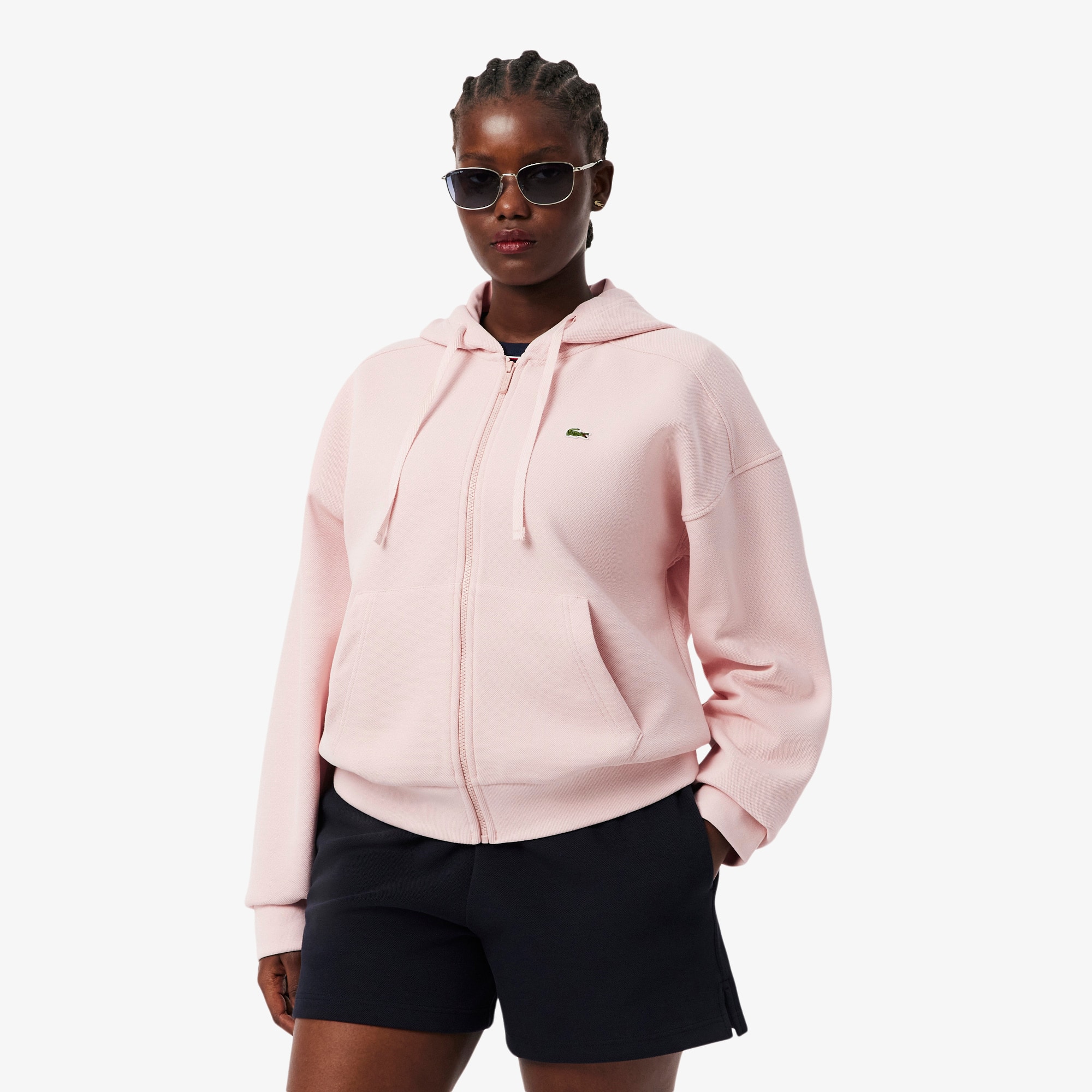 Women's Zip-Up Piqué Hoodie - Sweaters & Sweatshirts - New In 2026