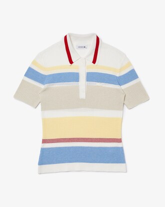 Su&eacute;ter tipo polo de punto a rayas para mujer