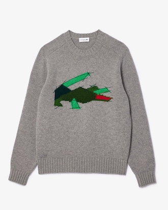 Men's Crocodile Motif Wool Sweater
