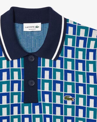 Men's Graphic Motif Cotton Polo Sweater