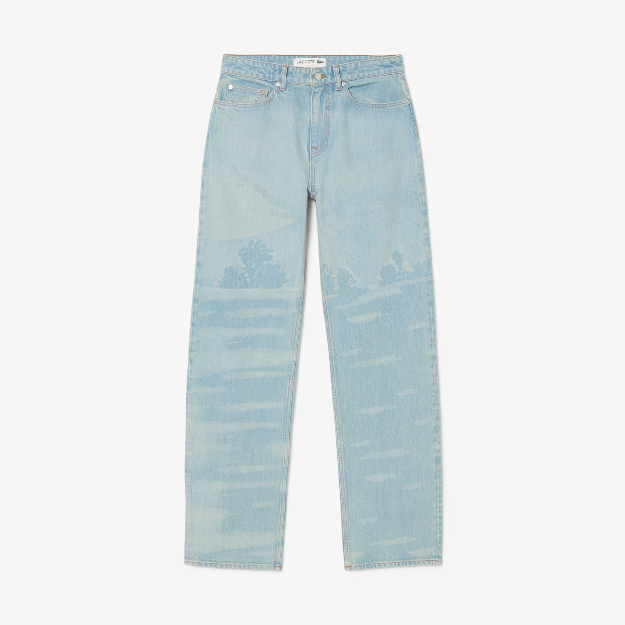 Men's Straight Fit Landscape Motif Denim Jeans - Pants