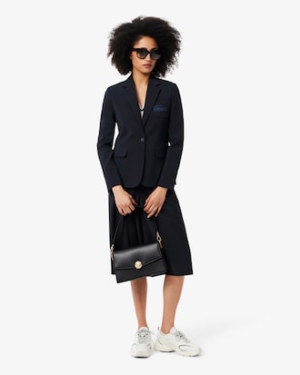 Women's Embroidered Logo Slim Fit Wool Blazer