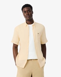 Camisa De Lino De Manga Corta Para Hombre