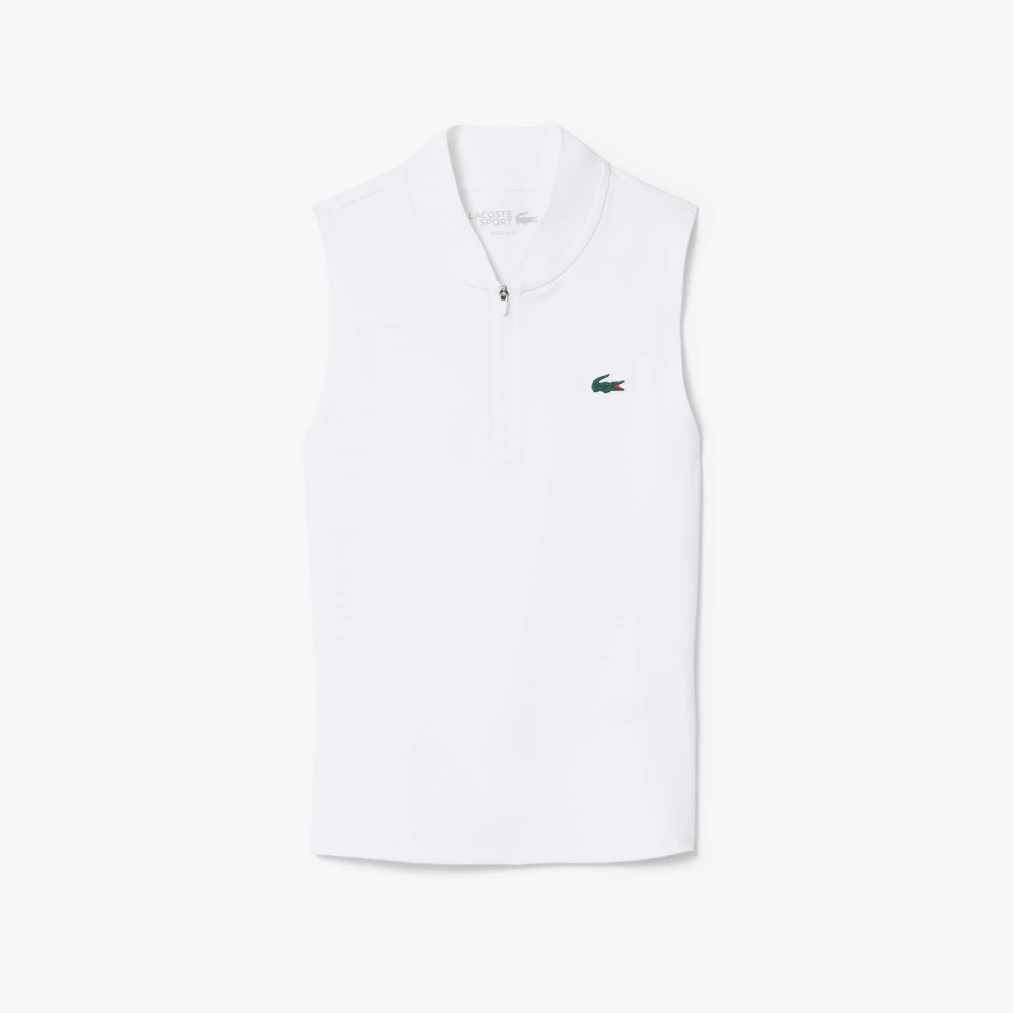 Lacoste Sleeveless Ultra Dry Stretch Tennis Polo Shirt - 34 In White