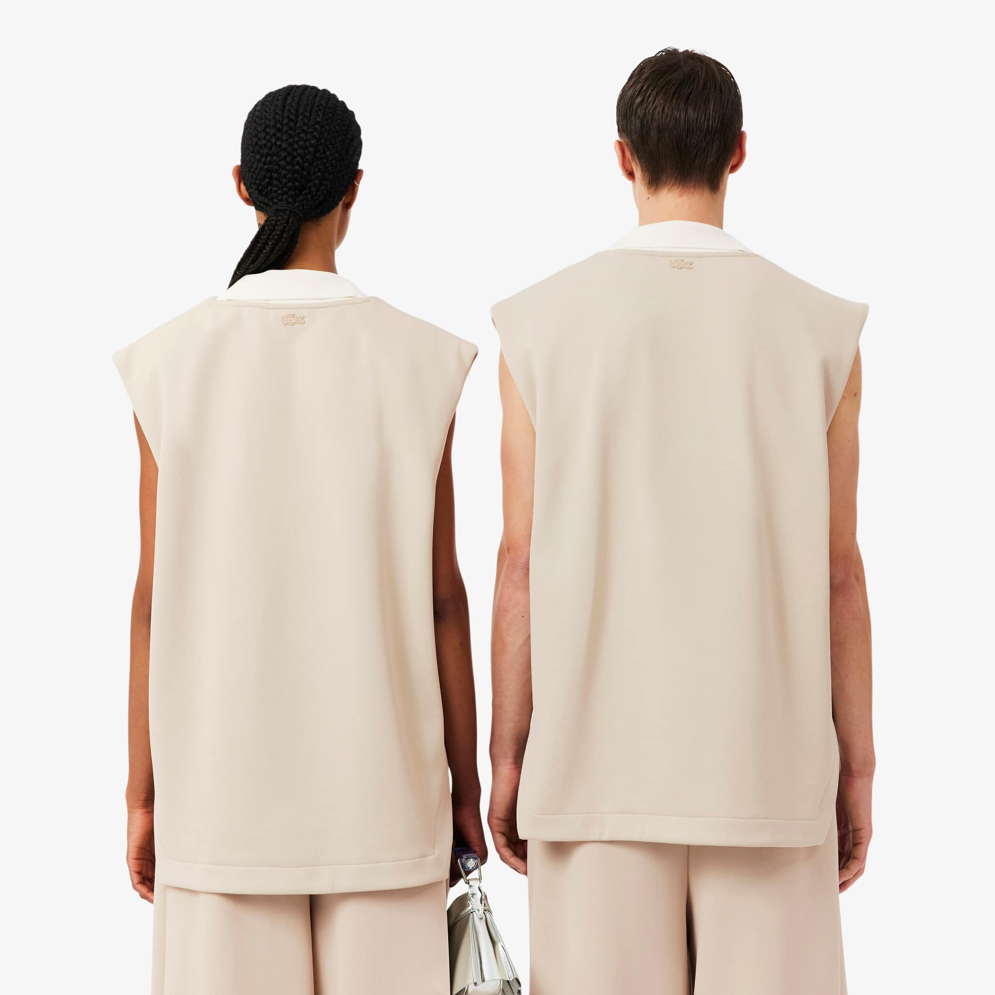 Runway Satin Knit V Neck Sleeveless Sweatshirt