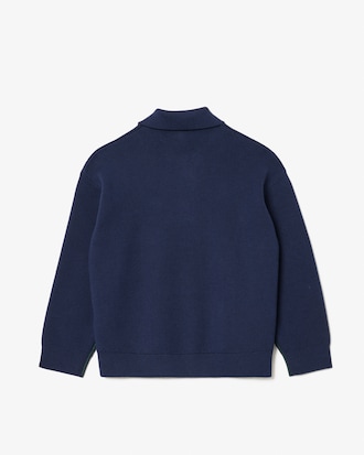 Kids' Cotton and Wool Blend Long Sleeve Polo